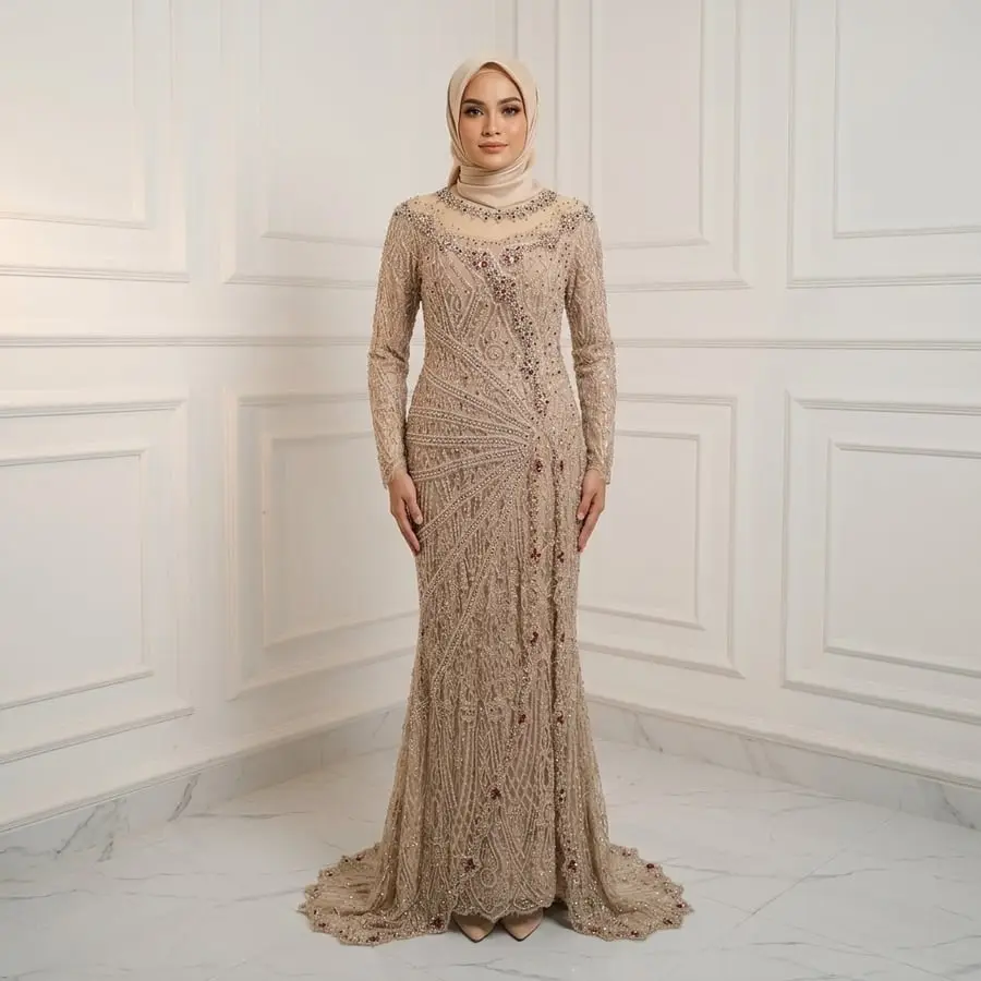 Gambar referensi Kebaya Nude Silver, kode R108